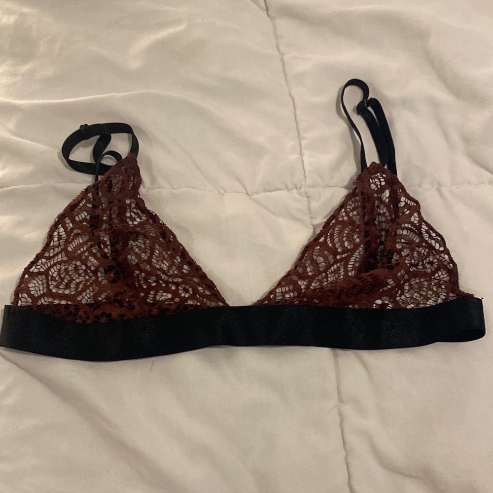Burgundy lace bralette